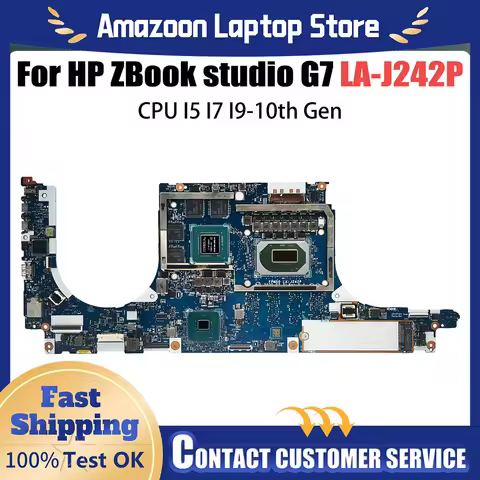 For HP ZB00k studio G7 Laptop Motherboard LA-J242P M12875-601 SRH8Q i7-10750H T1000 4G N19P-Q1-A1 Ma