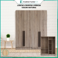 FurnitureFit 4 Door Wardrobe WITH SHELF / Almari baju /kabinet baju / almari baju budak /5 kaki