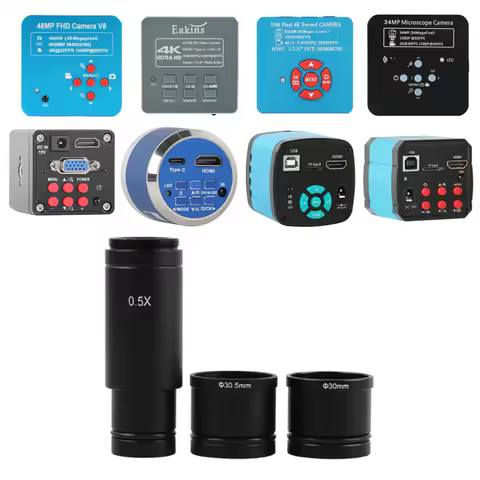 2K 4K 1080P 34MP 38MP 48MP 55MP HDMI USB Type-C Industrial Lab Digital Video Microscope Camera+0.5X 