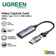 UGREEN 40189 Video Capture Card HDMI Adapter 2 in 1 Type C / USB HD 4K 60Hz Adaptor Tipe C Converter