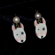 可愛牛頭梗犬 寵物狗狗耳環 耳飾 手繪木製