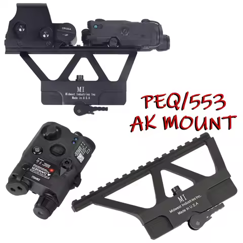 Tactical 553 Holographic Red Dot Sight AK Side Rail AK47 Scope Mount 20mm Rail Mount PEQ15 Weapons H