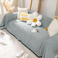 Woven Cotton Sofa Cover Blanket Solid Color Non-slip Sofa Towel for Living Room Furniture Decor Tape