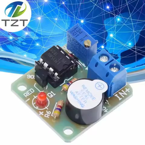 TZT 12V LM358 Accumulator Sound Light Alarm Board Buzzer Prevent Over Discharge Controller Module Wi