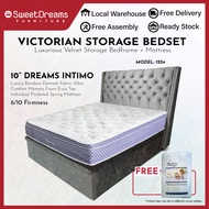 Victorian Bed Frame 1224 | Frame + 10" Spring Mattress Bundle Package | Single/ Super Single/Queen/King Storage Bed | Divan Bed