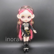 Custom 12" Blythe Doll Black Nightclub Style Hip Skirt Earring Set + Dust Free Carrier Storage Box