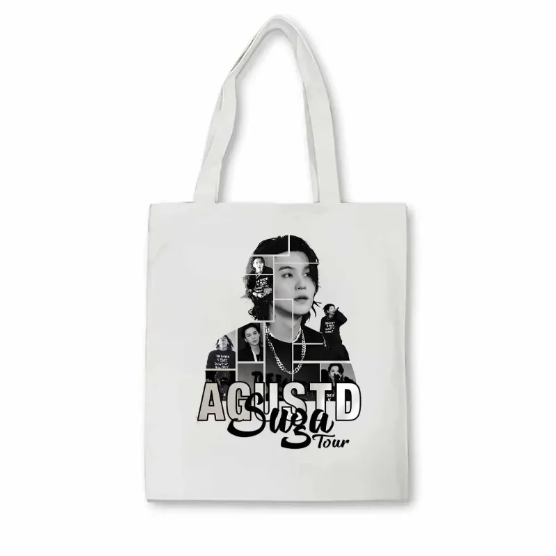 Agust D Day Tote กระเป๋า Suga Agust D ทัวร์กระเป๋าสะพายแฟชั่น Min Yoongi Tote กระเป๋า Agust D ผ้าใบก