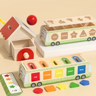 Montessori Toys Wooden Play House, Ball Coin Drop Toy House Object Permanence Box for Infant Babies 6-12 Months, Shape Sorter Toy