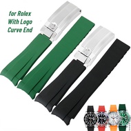 Arc Watch Band For Rolex DAYTONA SUBMARINER Yacht-Master GMT Explorer Strap with Logo Silicone 20mm Rubber Chain Watch Accessorie Watch Bracelet Curved End No Gap