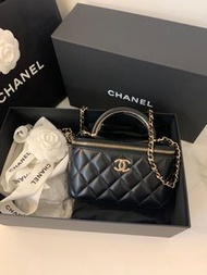 ✅全新Chanel 晶片款黑色帶手柄有鏡長盒子
