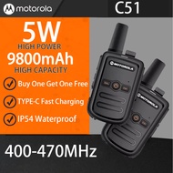 2UNITS Motorola walkie talkie 10KM C51 mini 5W 9800mAh two way radio waterproof intercom for family 