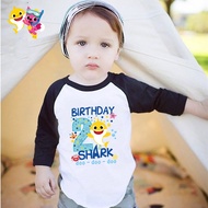 Birthday Baby Shark Boys Long Sleeve T Shirts Toddler Kids Clothing Birthday Party Clothing