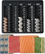 L LIKED 1PCS Black Coin Counter Tray -Change Counter Coin Counting and Sorting Tray with 150 Assort 