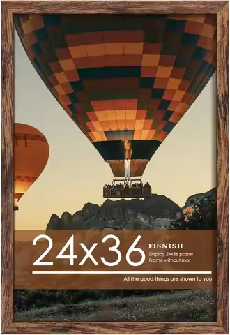 24x36 Poster Frame Brown, Poster Frames 24x36 with HD Plexiglass for Horizontal or Vertical Wall Mou