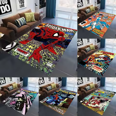 MINISO Marvel Spiderman Cartoon Rug Super Hero Rug for Kids Bedroom Decor Rug Corridor Luxury Person