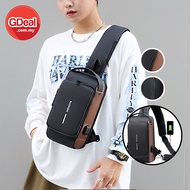 GDeal Men Chest Bag Nylon Shoulder Messenger USB Charging Bag For Outdoor Anti Theft Bag