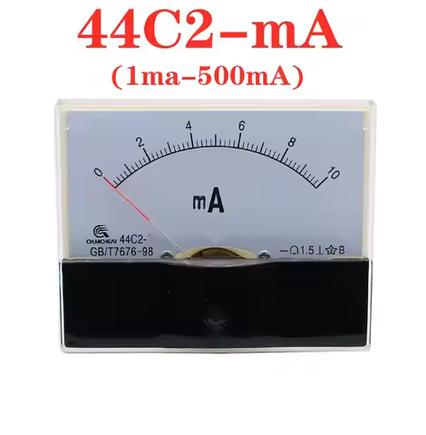 44C2-mA 1mA 2mA 3mA 5mA 10mA 15mA 20mA 30mA 50mA 100mA Class 1.5 Accuracy DC 0-5A Analog Panel Meter