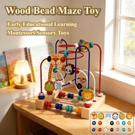 Wooden Bead Maze Toy Early Educational Learning Animal Fruit Toys Montessori Sensory Toys For Kids B