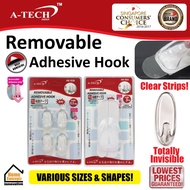 ★ A-TECH™ ★【Bundle of 2 Removable Transparent Adhesive Hooks】
