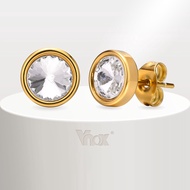 Vnox Gold Plated Cubic Zirconia Stud Earring for Women Men,Hypoallergenic Pierced Earing One Pair