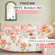 CozyLuxe 900TC Combed Cotton Bedsheet Set - Fresh Country Floral Design - 16 Designs Available - Sof
