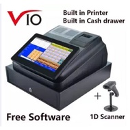 Vio 10.1 Inch Touch Pos System Cash Register+ FREE SOFTWARE+ Receipt Printer+ Cash Drawer+ USB 1D Ba