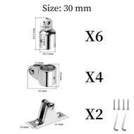 AndyMarine 12PCS Marine 316 Stainless Steel Bimini Top Hardware Fitting Set 30/32mm Deck Hinge Jaw S