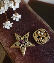 Antique骨董金色新藝術星星小花法國 Bijoux Fix