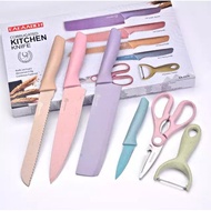 Set Pisau 6 In 1 Stainless Steel Anti Lengket Kitchen Knife Evcriverh