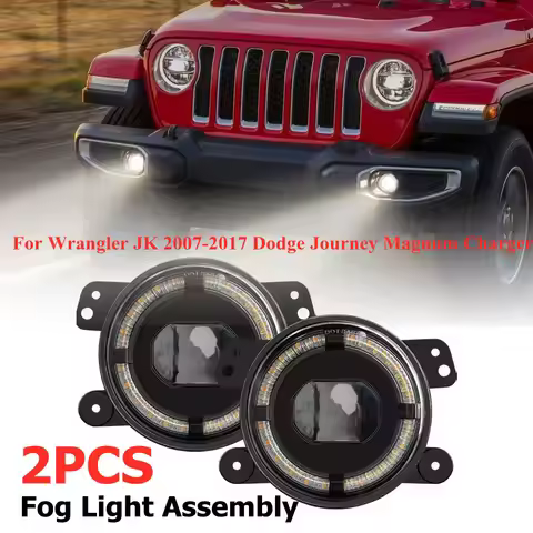 2Pcs 4 inch Round LED Fog Lights Off Road Front Driving Lamps for Wrangler JK 2007-2017 Dodge Journe
