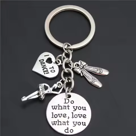 1pc Do What You Love Charms I Love To Dance Key Chain Ballerina Keyring Ballet Gifts For Women Girl 