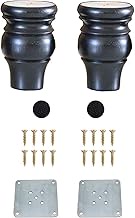 Set of 2 Solid Wooden Furniture Legs,Wood Bun Feet,Round Replacement Sofa Feet,with Mounting Plate &