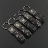 【Ready Stock】 Alfa Romeo Fiat Abar Maserati Oxford Knitted Belt Car Logo Metal Keychains dYtc