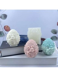 1個復活節兔子和蛋形透明矽膠模具,可用於diy蠟燭、肥皂、冰、蛋糕、石膏裝飾