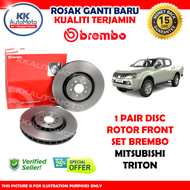 Mitsubishi Triton - 1 Pair Genuine Brembo Front Brake Disc Rotor Set Brek Cakera Sepasang