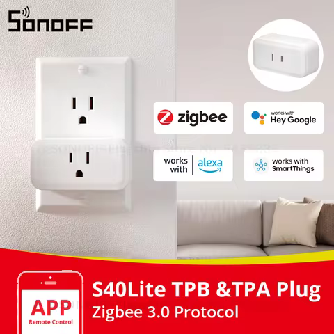 SONOFF S40 Lite Zigbee Socket 15A Zigbee 3.0 Power Plug Smart Timer Control Work with Sonoff ZBBridg