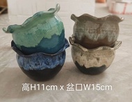 Ready stock ‼️ Ceramic Flower Pot Set 4pcs 粗陶透气多肉盆大口径宽口陶瓷紫砂多肉植物拼盘花盆