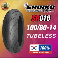 Korea Shinko Tayar Tire Tubeless SR016 100/80-14 100-80-14 100/80x14 100/80 14 Pirelli Michelin Cors