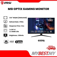 MSI OPTIX G321Q GAMING MONITOR (31.5" IPS / 170Hz 1ms / 300NITS / G-Sync AMD FreeSync / 1DP 2HDMI / 