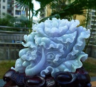 翡翠 玉器 缅甸天然翡翠A玉精美老坑料紫罗兰白菜大摆件