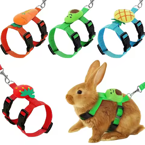 Adjustable Bunny Rabbit Harness and Leash Set Small Pet Cute Vest Harness Leash Ferret Harness Guine