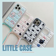 Plastic i.phone case, patterned with phone strap for i.phone 12/13/14/15/16 promax