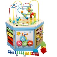 MWZ Kayu 7 dalam 1 Maze Manik Aktiviti Pendidikan Pembelajaran Cube