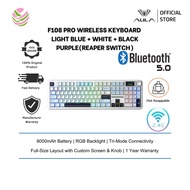AULA F108 Pro Wireless Keyboard Light Blue + White + Black Purple(Tri-Mode Connectivity & 8000mAh Ba