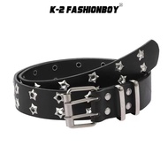 [K-2] Dark Retro Matching Double Hole Star Three-Dimensional Metal Rivets Belt Punk ROCK Y2K K [KM19