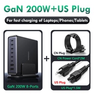 【Nexode】UGREEN GaN 200W 8-Ports Desktop Fast Charger Adapter US/UK/EU Plug 6 USB-C 2 USB-A for Lapto