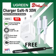 Charger UGREEN 30W Gan Type C TO Type C Thermal Guard Fast Charging For iphone 15 16 Pro MAX Sams S2