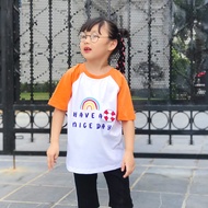 Áo thun trẻ em ráp lăng phối màu Have a nice day chất liệu cotton mềm mại co dãn thoáng mát cho bé