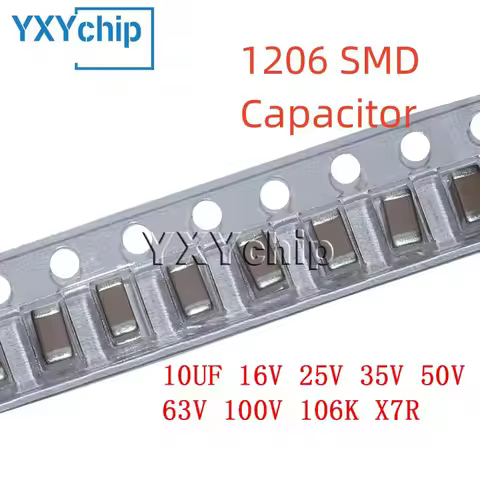 20PCS 1206 10UF 16V 25V 35V 50V 63V 100V 106K X7R 10% 3216 SMD Chip Multilayer Ceramic Capacitor