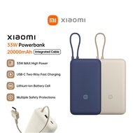 Xiaomi PowerBank 20000mAh 33W Max(Integrated Cable) Original Type-C Two—Way Fast Charging Pocketsize